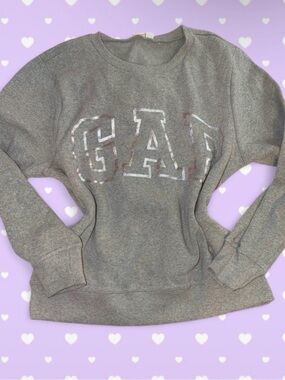 Gap Gray Sparkle Logo Crewneck